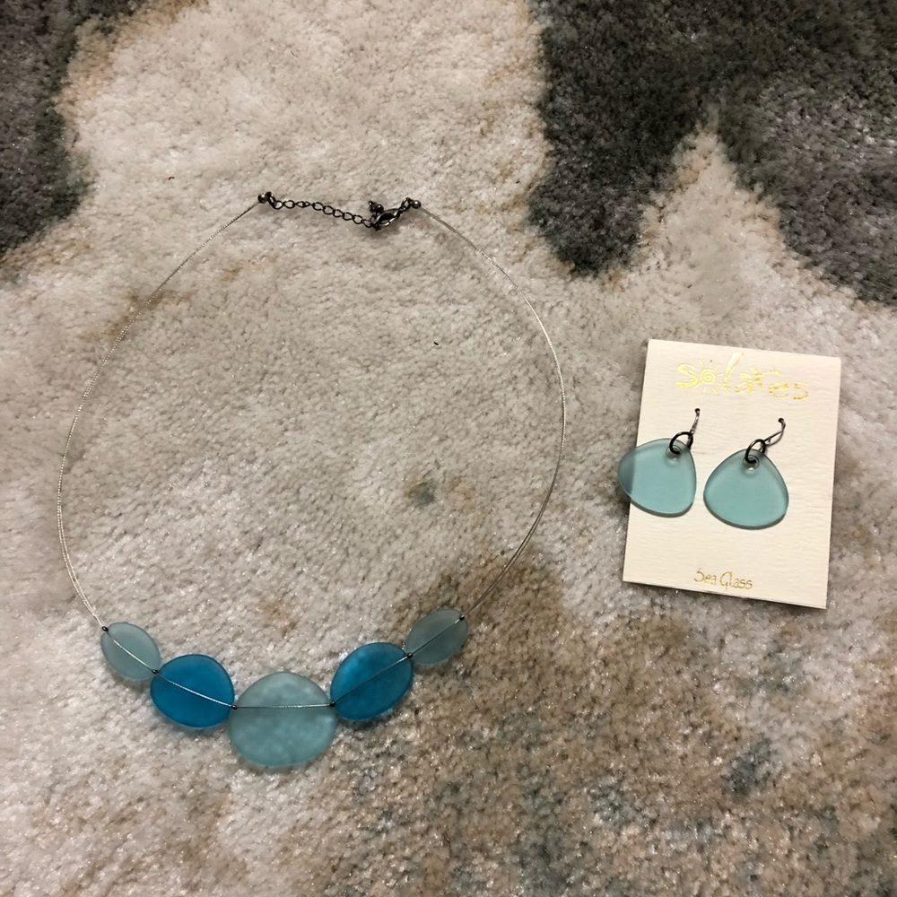 Matching Sea Glass necklace and earrings